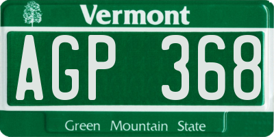 VT license plate AGP368