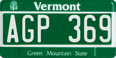VT license plate AGP369