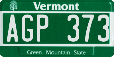 VT license plate AGP373
