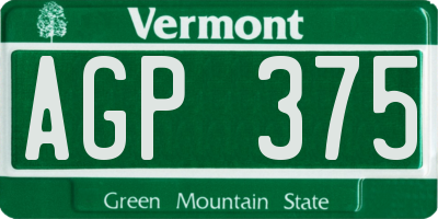 VT license plate AGP375