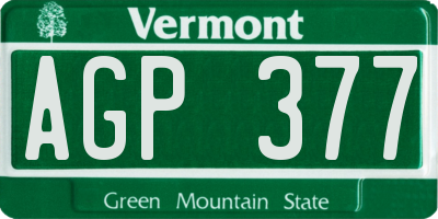 VT license plate AGP377