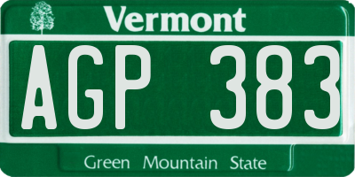 VT license plate AGP383