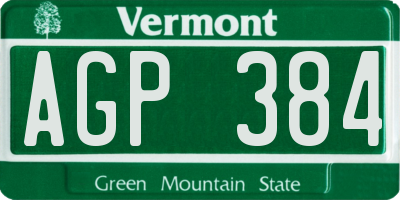 VT license plate AGP384