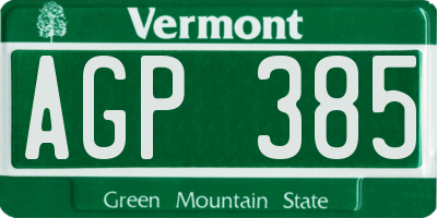 VT license plate AGP385