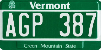 VT license plate AGP387