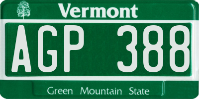 VT license plate AGP388