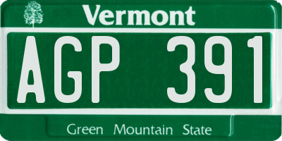 VT license plate AGP391