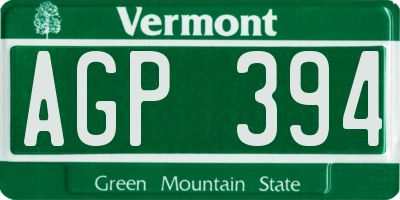 VT license plate AGP394