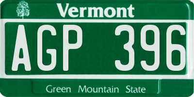 VT license plate AGP396