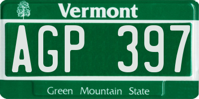 VT license plate AGP397