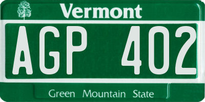VT license plate AGP402