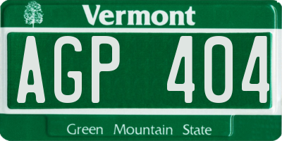 VT license plate AGP404