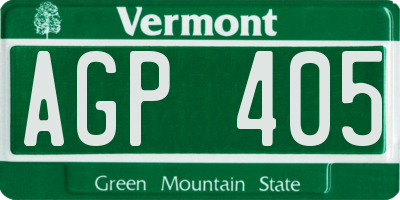 VT license plate AGP405