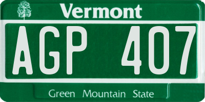 VT license plate AGP407
