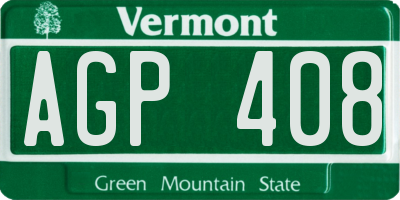 VT license plate AGP408