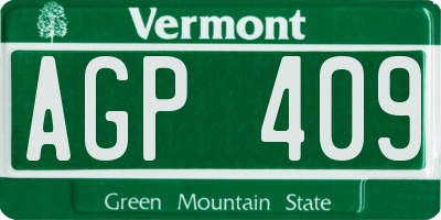 VT license plate AGP409
