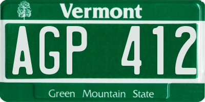 VT license plate AGP412