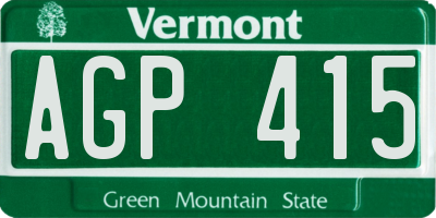 VT license plate AGP415