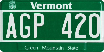 VT license plate AGP420