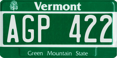 VT license plate AGP422