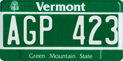 VT license plate AGP423