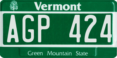 VT license plate AGP424