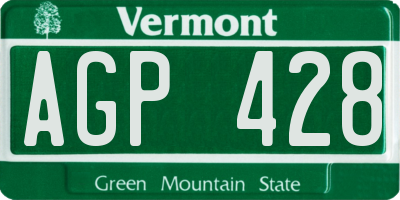 VT license plate AGP428
