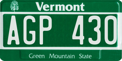 VT license plate AGP430