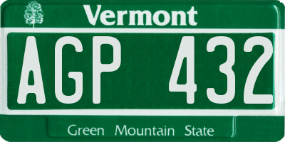 VT license plate AGP432