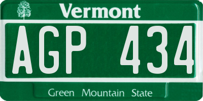 VT license plate AGP434
