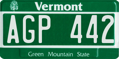 VT license plate AGP442