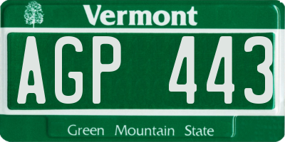 VT license plate AGP443