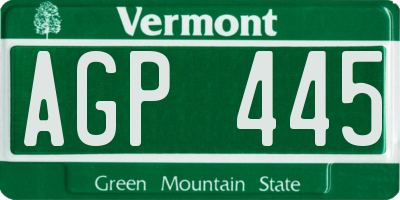 VT license plate AGP445
