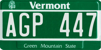 VT license plate AGP447