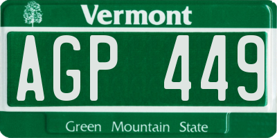 VT license plate AGP449