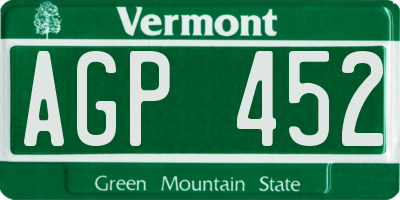 VT license plate AGP452