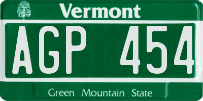 VT license plate AGP454