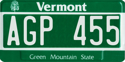 VT license plate AGP455