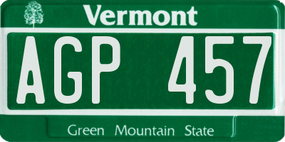VT license plate AGP457