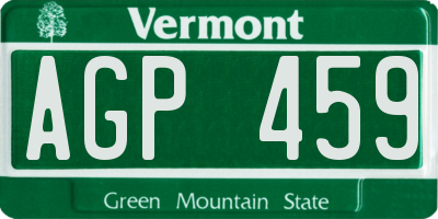 VT license plate AGP459