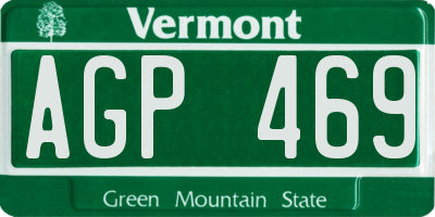 VT license plate AGP469