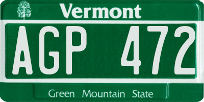 VT license plate AGP472