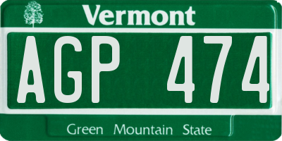 VT license plate AGP474
