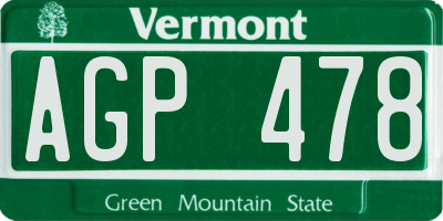 VT license plate AGP478