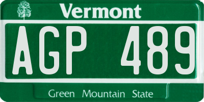 VT license plate AGP489