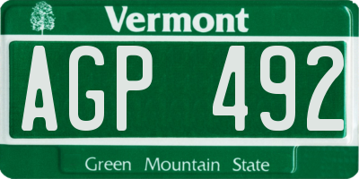 VT license plate AGP492