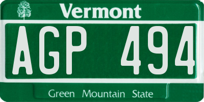 VT license plate AGP494