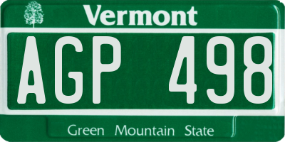 VT license plate AGP498