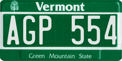 VT license plate AGP554