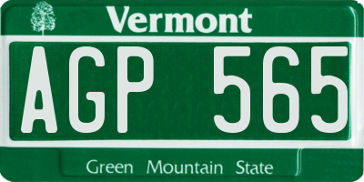 VT license plate AGP565